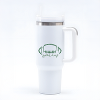 "Game Day"40oz. Stainless Steel Travel Tumbler with Straw and Handle