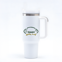 "Game Day"40oz. Stainless Steel Travel Tumbler with Straw and Handle