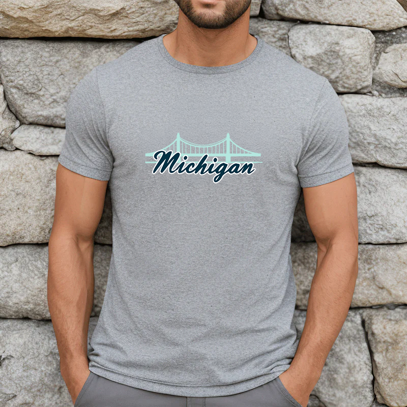 "Mackinac Bridge"Men's Crew T-Shirt