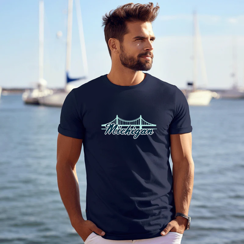 "Mackinac Bridge"Men's Crew T-Shirt