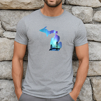 "Bridge Northern Lights"Men's Crew T-Shirt