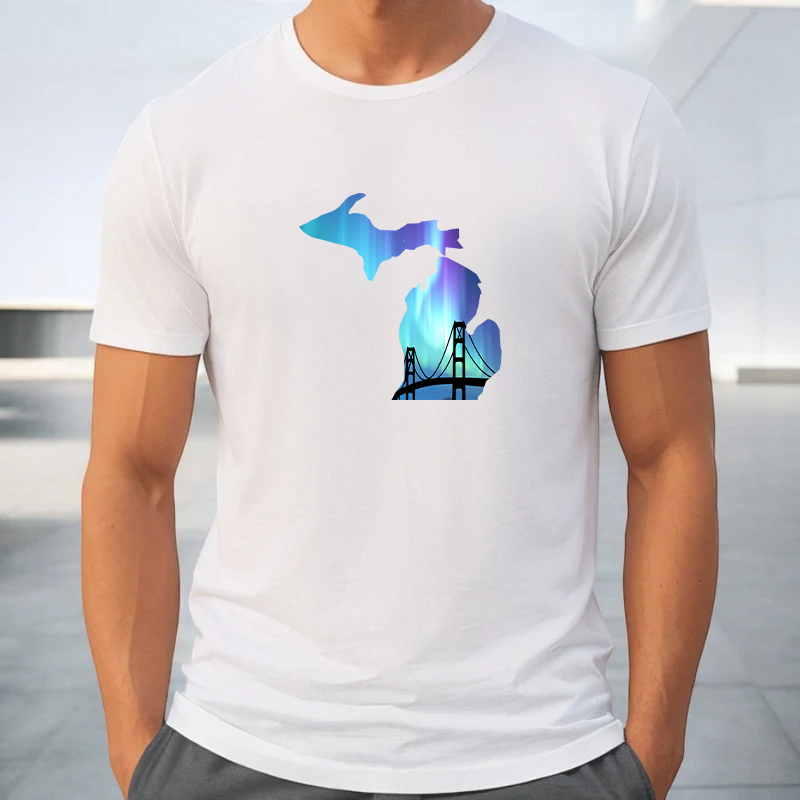 "Bridge Northern Lights"Men's Crew T-Shirt