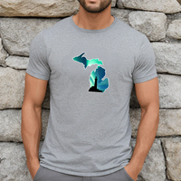 "Northern Lights Lighthouse"Men's Crew T-Shirt