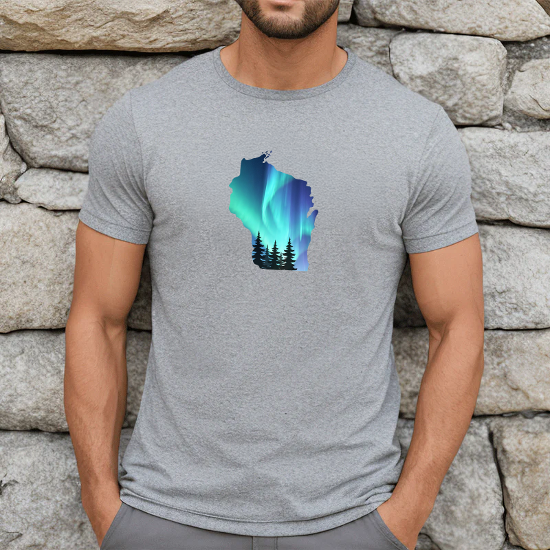 "Wisconsin Northern Lights"Men's Crew T-Shirt