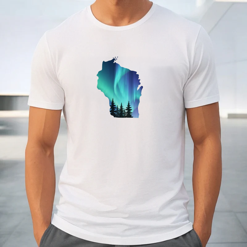 "Wisconsin Northern Lights"Men's Crew T-Shirt