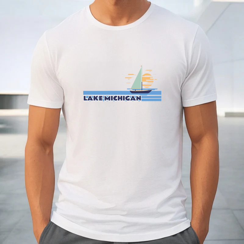 "Lake Michigan"Men's Crew T-Shirt