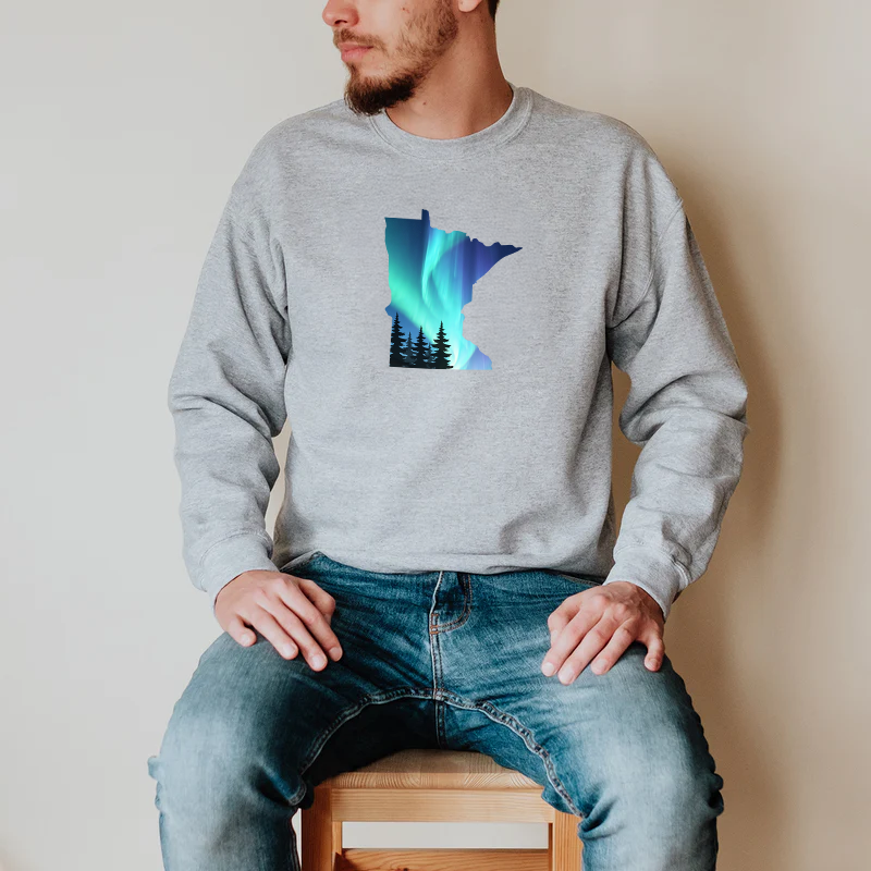 "Minnesota Northern Lights"Men's Long Sleeve T-Shirt