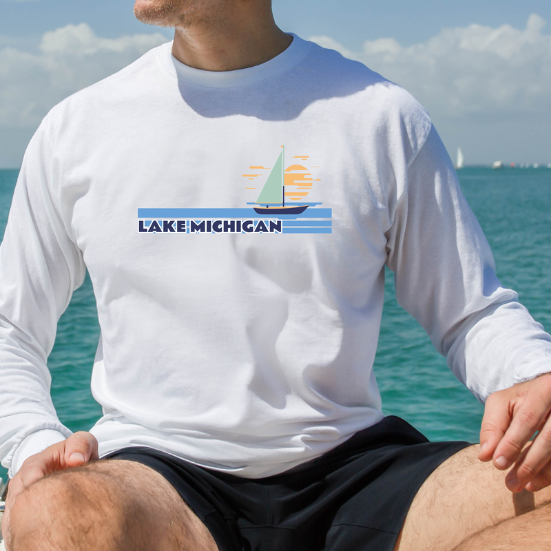 "Lake Michigan"Men's Long Sleeve T-Shirt