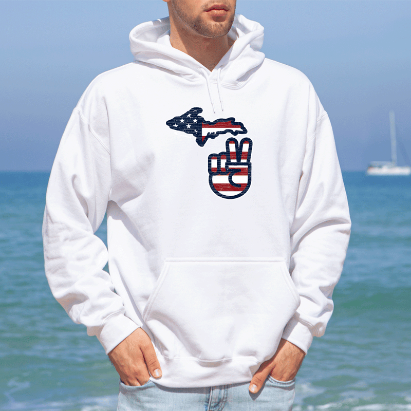 "Michigan Flag Peace"Men's Classic Hoodie