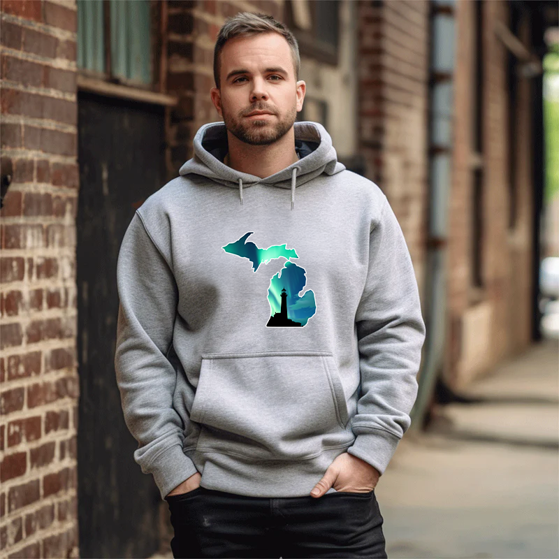 "Northern Lights Lighthouse"Men's Classic Hoodie