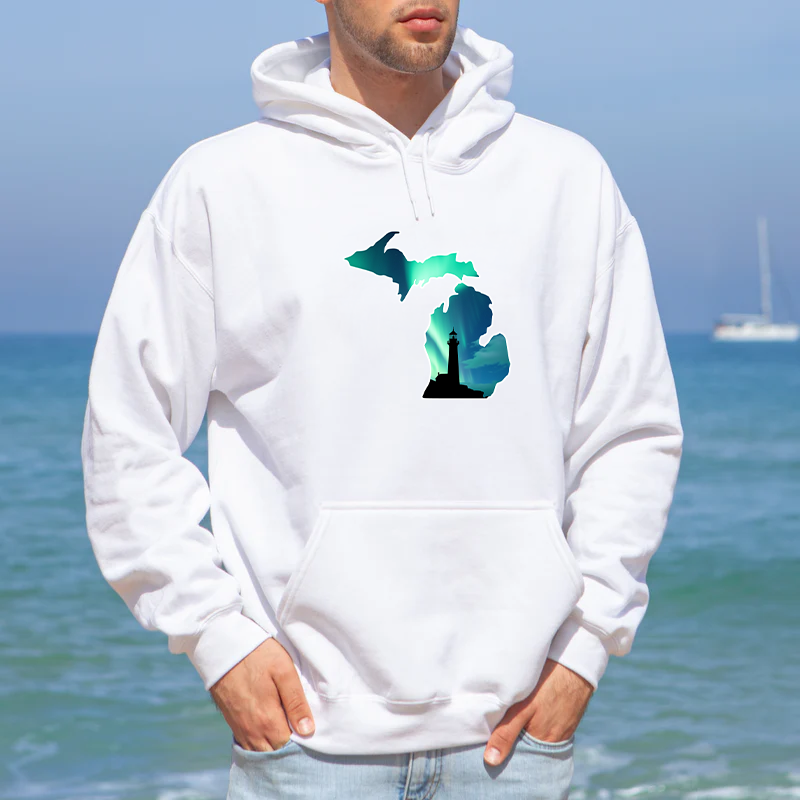 "Northern Lights Lighthouse"Men's Classic Hoodie