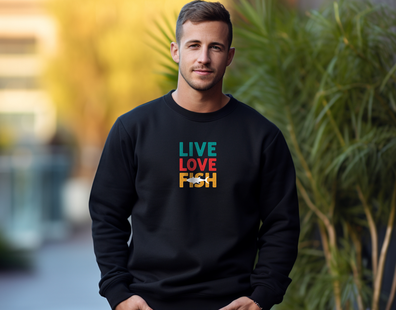 SALE "Live, Love, Fish"Men's Classic Crew Sweatshirt