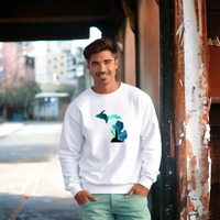 "Northern Lights Lighthouse"Men's Classic Crew Sweatshirt