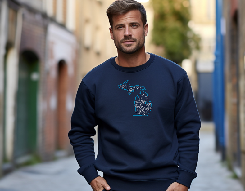 SALE "Michigan Fishing"Men's Classic Crew Sweatshirt