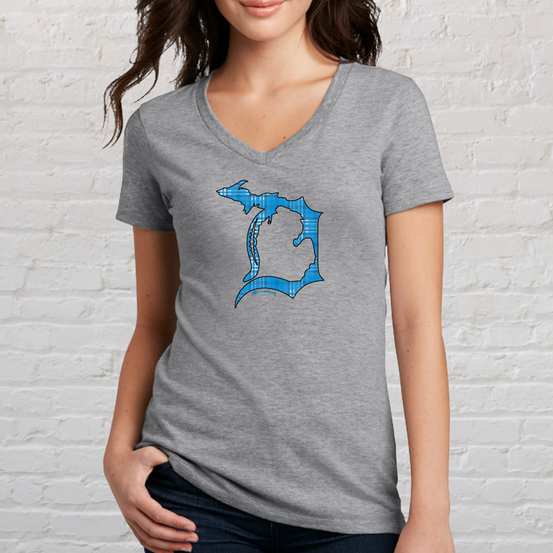 "Plaid Football In The D"Women's V-Neck