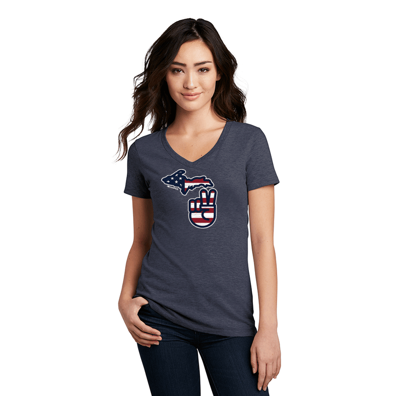 "Michigan Flag Peace"Women's V-Neck