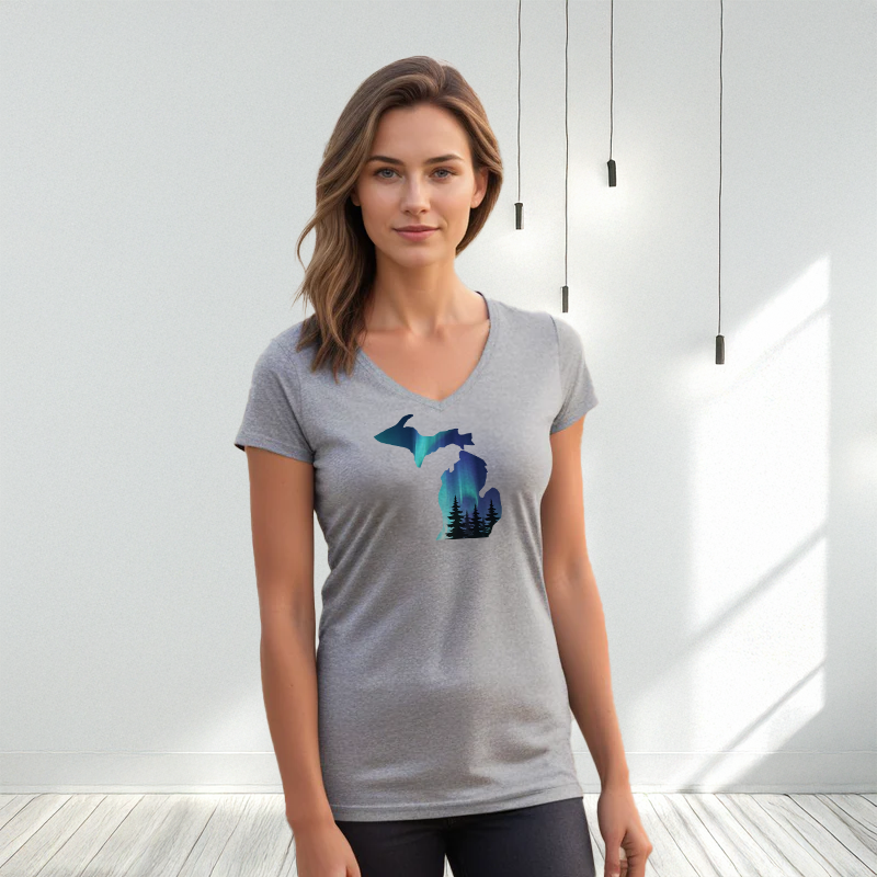 "Michigan Northern Lights"Women's V-Neck