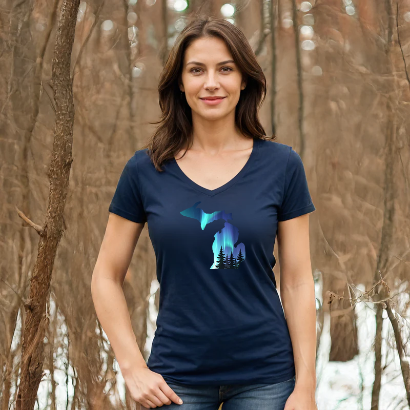 "Michigan Northern Lights"Women's V-Neck