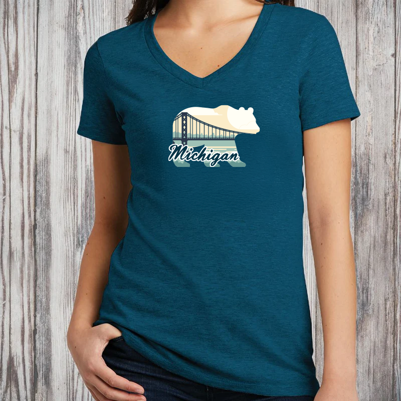 "Bear Bridge"Women's V-Neck