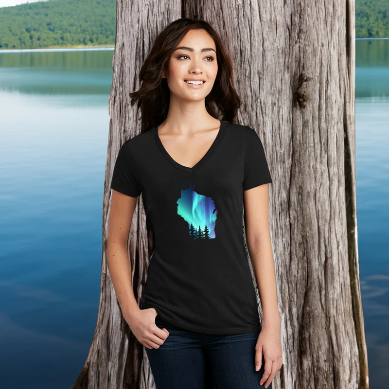 "Wisconsin Northern Lights"Women's V-Neck