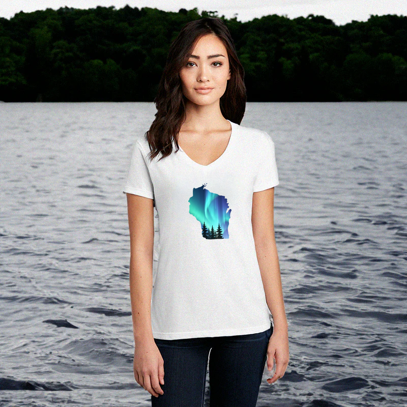 "Wisconsin Northern Lights"Women's V-Neck