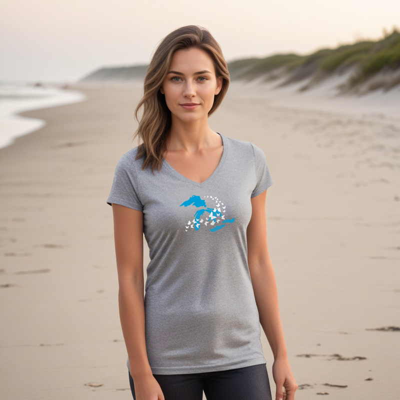 "Great Lakes Butterfly"Women's V-Neck