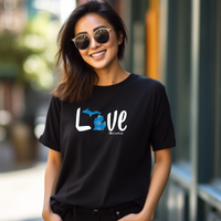 "Love MI Blue Plaid"Relaxed Fit Crew Unisex T-Shirt