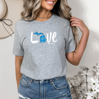 "Love MI Blue Plaid"Relaxed Fit Crew Unisex T-Shirt