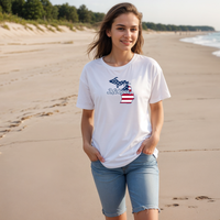 "Patriotic Michigan"Relaxed Fit Crew T-Shirt