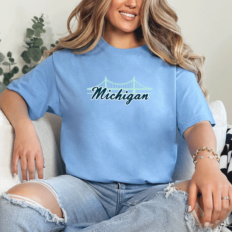 "Mackinac Bridge"Relaxed Fit Crew Unisex T-Shirt