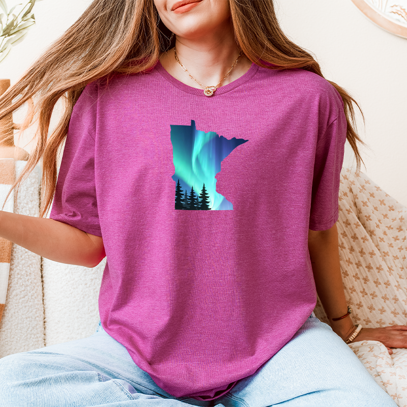 "Minnesota Northern Lights"Relaxed Fit Crew Unisex T-Shirt