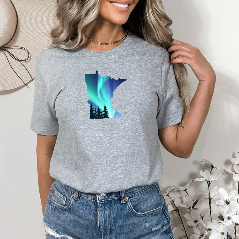 "Minnesota Northern Lights"Relaxed Fit Crew Unisex T-Shirt