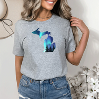 "Michigan Northern Lights"Relaxed Fit Crew Unisex T-Shirt