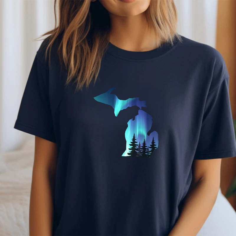 "Michigan Northern Lights"Relaxed Fit Crew Unisex T-Shirt