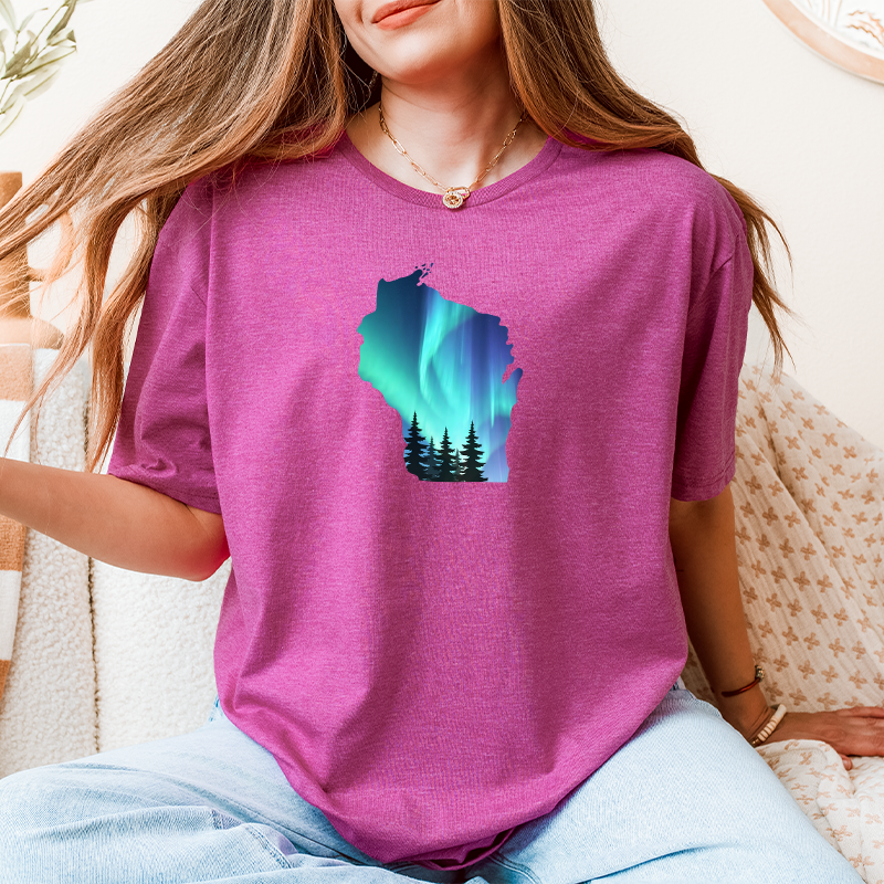 "Wisconsin Northern Lights"Relaxed Fit Crew Unisex T-Shirt