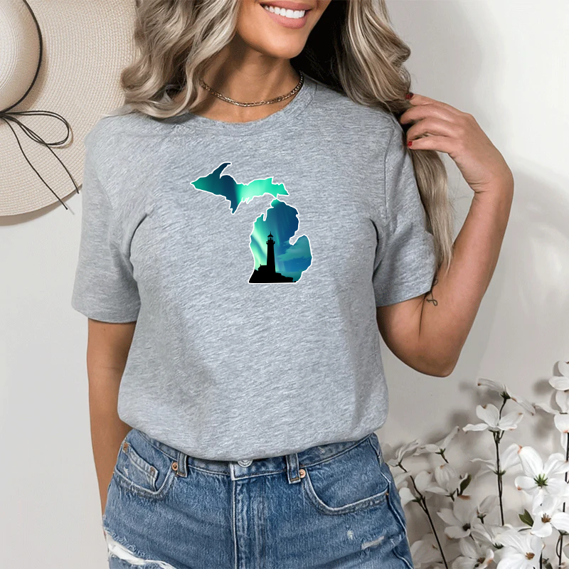 "Northern Lights Lighthouse"Relaxed Fit Crew Unisex T-Shirt