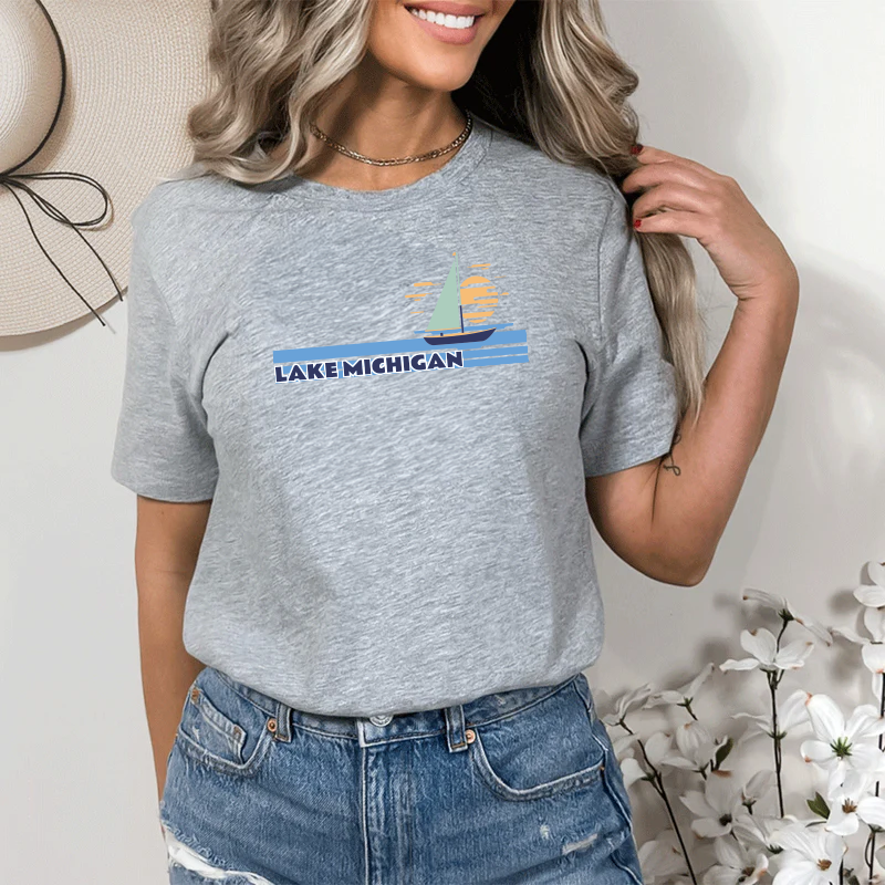 "Lake Michigan"Relaxed Fit Crew Unisex T-Shirt