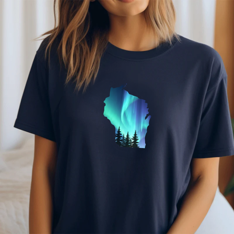 "Wisconsin Northern Lights"Relaxed Fit Crew Unisex T-Shirt