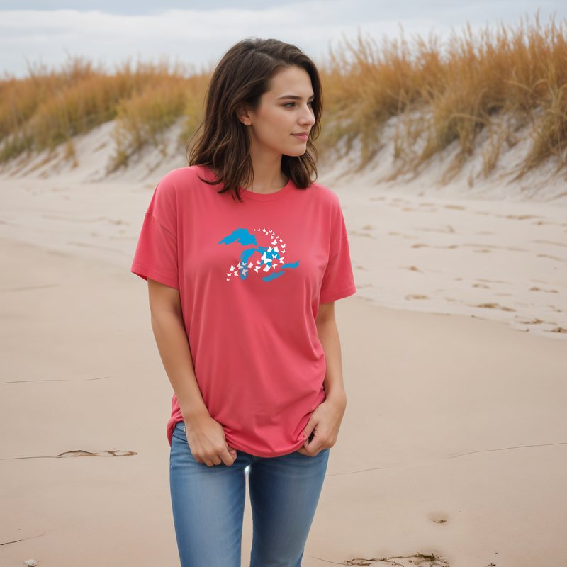 "Great Lakes Butterfly"Relaxed Fit Crew Unisex T-Shirt