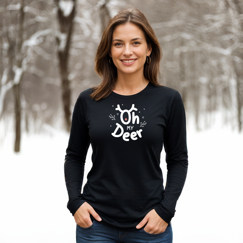 "Oh My Deer"Relaxed Fit Long Sleeve Unisex T-Shirt