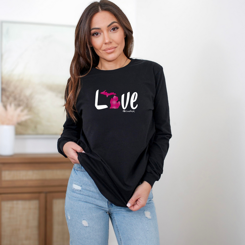 "Pink Love Plaid"Relaxed Fit Long Sleeve Unisex T-Shirt