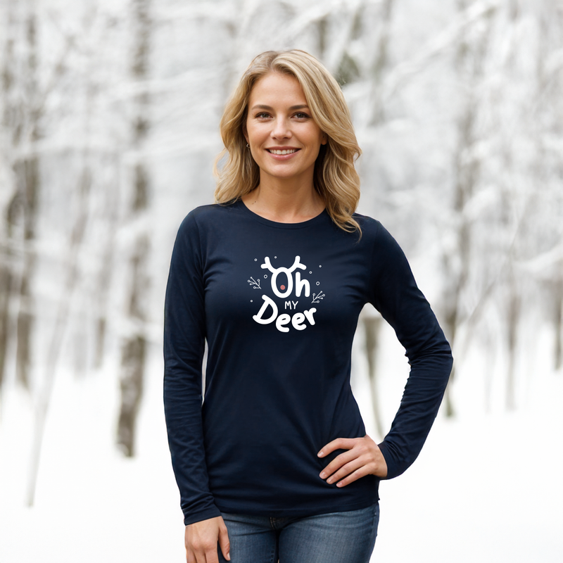 "Oh My Deer"Relaxed Fit Long Sleeve Unisex T-Shirt