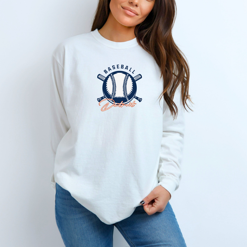 "Baseball In The D"Relaxed Fit Long Sleeve Unisex T-Shirt