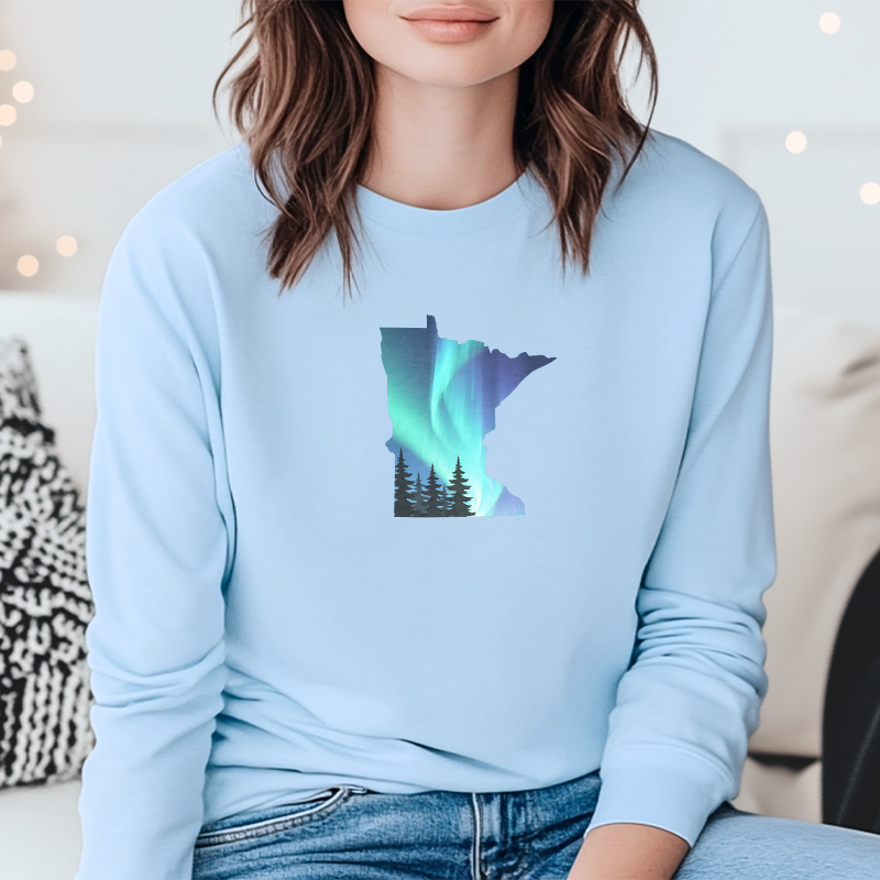 "Minnesota Northern Lights"Relaxed Fit Long Sleeve Unisex T-Shirt