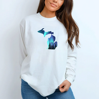 "Michigan Northern Lights"Relaxed Fit Long Sleeve Unisex T-Shirt