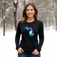 "Bridge Northern Lights"Relaxed Fit Long Sleeve Unisex T-Shirt