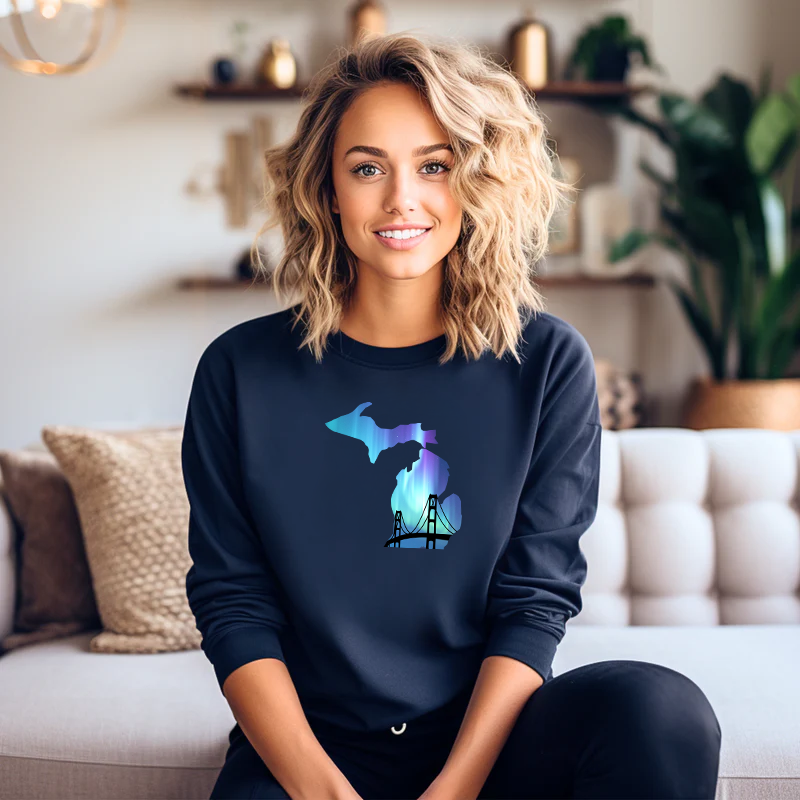 "Bridge Northern Lights"Relaxed Fit Long Sleeve Unisex T-Shirt