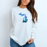 "Bridge Northern Lights"Relaxed Fit Long Sleeve Unisex T-Shirt