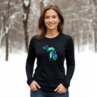 "Northern Lights Lighthouse"Relaxed Fit Long Sleeve Unisex T-Shirt