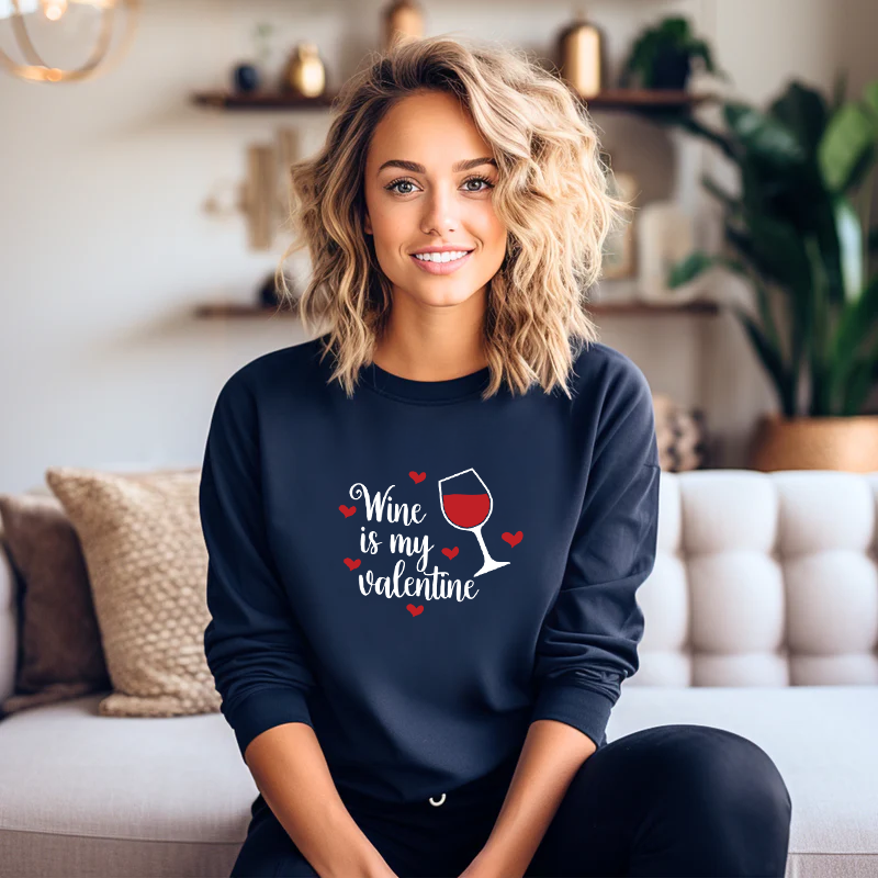 "Wine Is My Valentine"Relaxed Fit Long Sleeve Unisex T-Shirt